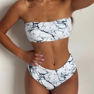 ZAFUL Marble High Waisted Bikini Set